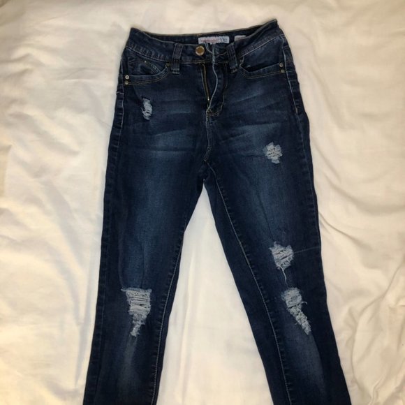 Ripped Skinny Dark Wash Jeans - Picture 7 of 10